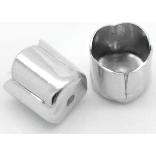 Doreen Box Lovely 200PCs Silver Color Necklace End Tip Bead Caps 6.5mmx6mm(2/8"x2/8") (B20144)