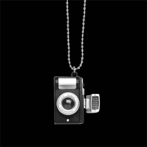 Douyin Celebrity Inspired Retro Glowing Camera Pendant Men and Women Couples LED Light Glitter Pistol Necklace