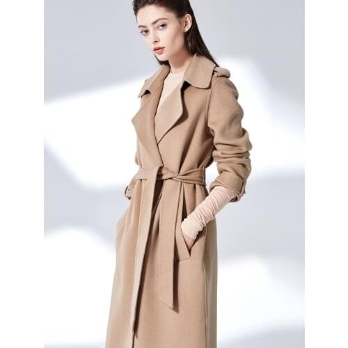 Double sided cashmere coat womens wool tweed medium length 2021 autumn and winter new popular wool cloth cloak coat