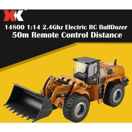 Hot Sale XK 14800 1:14 2.4G 10CH Electric Remote Control BullDozer 7.4V 1500mAh RC Engineering Car Tractor Excavator Toys