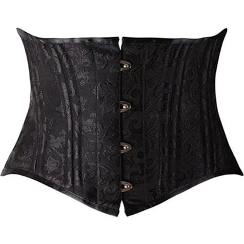 Gothic Corset Underbust Bustier 24 Steel Bones Waist Trainer Corset Plus Size Corselet Steampunk Slimming Belt Body Shaper Top