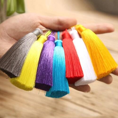 8cm Long Multicolor Cotton Silk Tassel Brush for Earring Charm Pendant Satin Tassels Diy Jewelry Making Findings Customizable