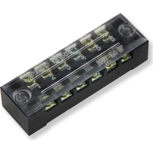 600V 15A 6-Position Screw Barrier Terminal Block, TB-1506 Wire Barrier Block Terminal Strip, Power Distribution Terminal