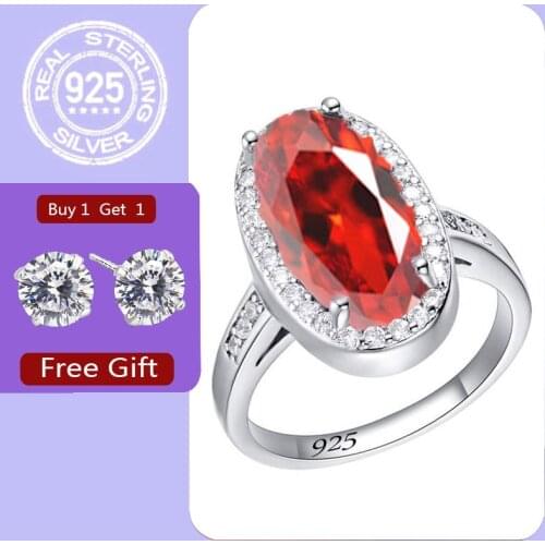 925 Sterling Silver Ring For Women Red Garnet Womens Ring Oval Woman Rings Engagement Wedding Jewelry Accessories Free Gift