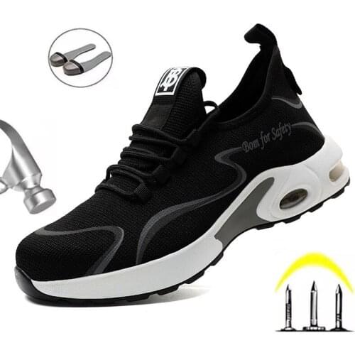 Hot-selling Fashion Casual Summer Fly Woven Mesh Surface Antismash Anti-piercing Safety Shoe Breathable Wear-resistant Work Boot