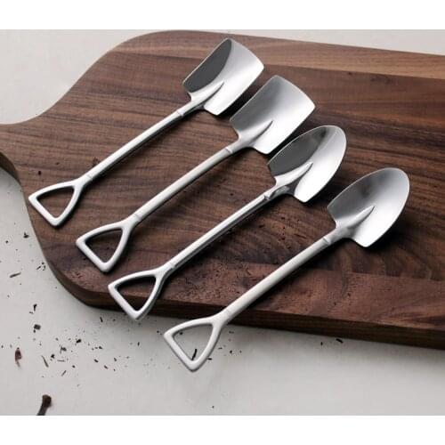 Long Handle Square Spoons Stainless Steel Coffee Scoop Dessert Spoon Cooking Mixing Stirr Salad Spoon Fork Spoon Tableware