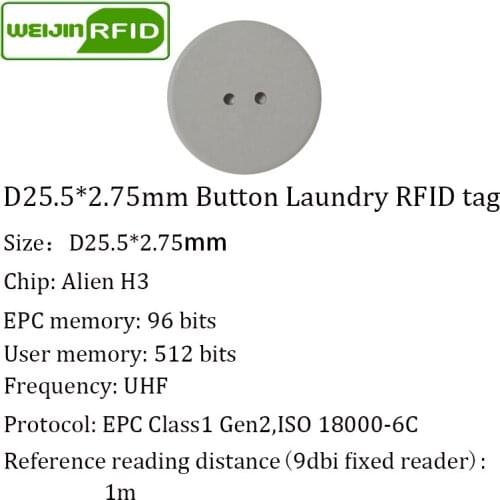 UHF RFID Washed button tag VIKITEK 860-960MHZ Alien Higgs3 chip PPS material can be washed High temperature resistance rfid tag