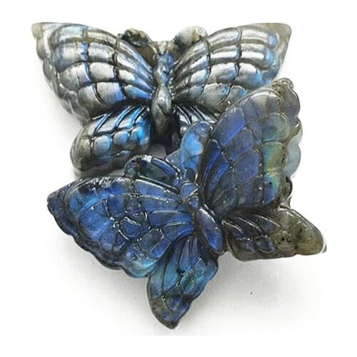 Lovely Hand Carved Blue Carving Crystal Labradorite Butterfly Figurines For christmas Pendant gift