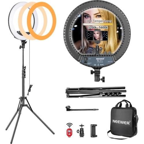 Neewer 14-inch Outer Dimmable LED Ring Light Kit Includes:30W Bi-Color 3200K-5600K Small Ring Light Light Stand Soft Tube Holder