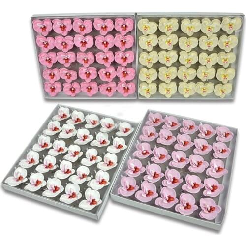 NEW 25Pcs Soap Flower Head Artificial Butterfly Orchid Phalaenopsis Soap Flower Bouquet DIY Gift Box Home Decor Handmade Wedding