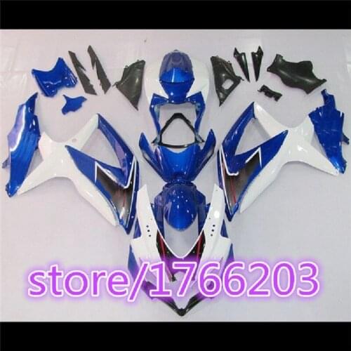 New hot motorcycle fairing kit for suzuki injection gsxr 600 750 08-10 white blue black fairings gsxr600 2008-2010