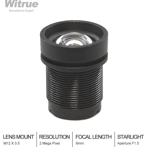 Starlight CCTV Lens 2MP 6mm Fixed Aperture F1.5 For SONY IMX290/291/307/327 Low Light CCTV AHD Camera IP Camera