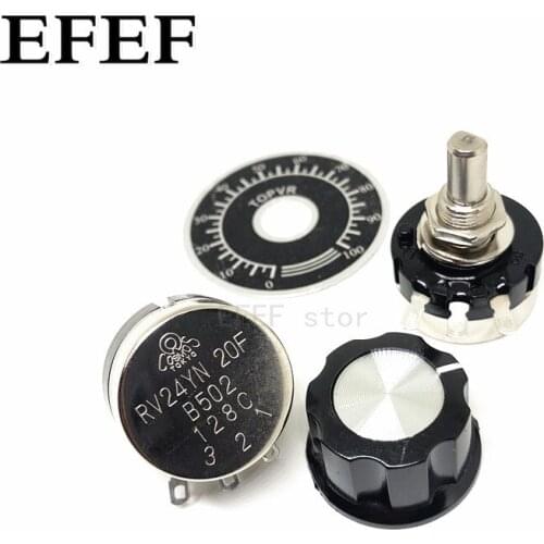 RV24YN20S carbon film potentiometer + scale + knob 1K 2K 5k 10K 20K 1M Single semicircular shaft set