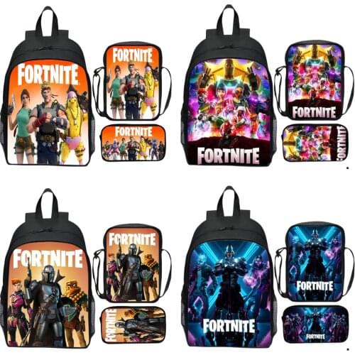 3Pcs/Sets FORNITE Backpack 3D Print Primary Kids School Bags Sets Children School Backpack For Girls Boys Satchel