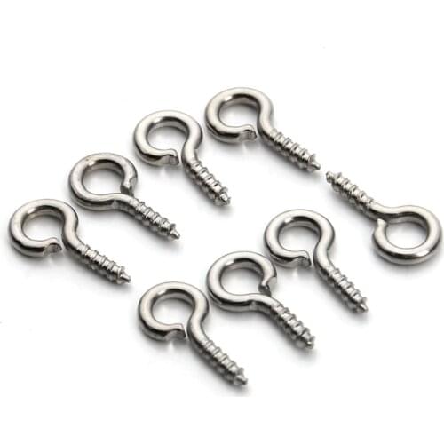 Sauvoo 200ps Mini Loops Screws Gold Silver Color 4X8 4X10 5X12mm Eyehook Bail Connector Fit DIY Top Drilled Jewelry Findings