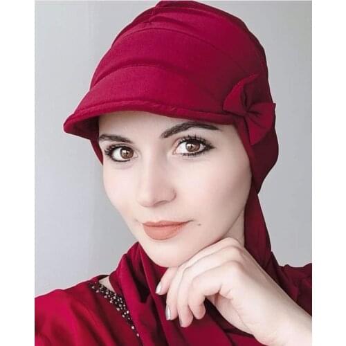 Bow detail hat shawl bathing cap