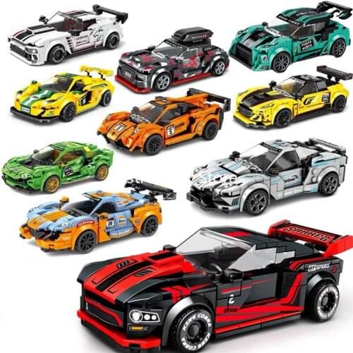 Pull Back Racing Car Building Blocks City Speed Champions Sports Vehicle Model Bricks Classic Rally Super Racers Toy For Boy