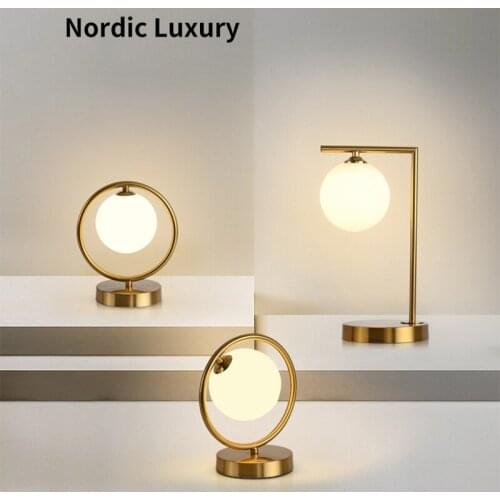 Modern Simplicity G9 LED table lamp golden Hardware glass desk light Eye protection indoor study bedside bedroom living room