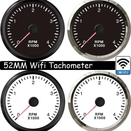 2" 52mm Tachometer RPM Gauge Generator Tachometer 0-4000RPM Boat Car Motorbike ATV Tacho RPM Gauge WiFi Tacho Meter White LED