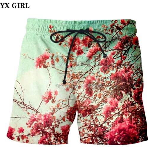 YX GIRL Drop shipping 2018 summer new style Fashion shorts flowers Rose / Peony Print 3d Casual Men Women Shorts KS-1