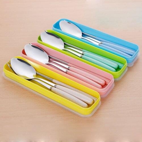 High Quality Portable Stainless Steel Dinnerware Set with Box Children Picnic Set Fork FBE2