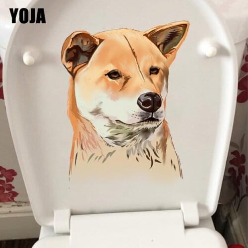 YOJA 18.6×23.7CM Hand Drawn Shiba Inu Dog Head Art Sticker Mural WC Accessories Home Decoration T1-2417