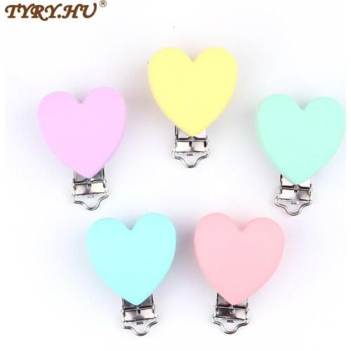 TYRY.HU Heart Love Shaped Pacifier Clip Silicone Baby Teether teething Accessories Clip Non-toxic Nipple Clasps DIY Bead Tool
