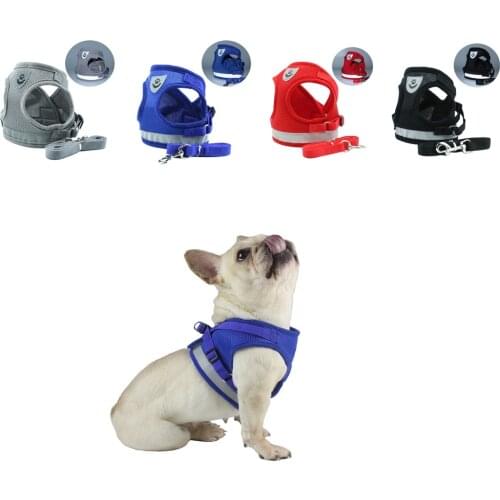 Breathable Small Dog Pet Harness and Leash Set Soft Puppy Cat Vest Harness For Chest Chihuahua Pug Bulldog Dog Accessories