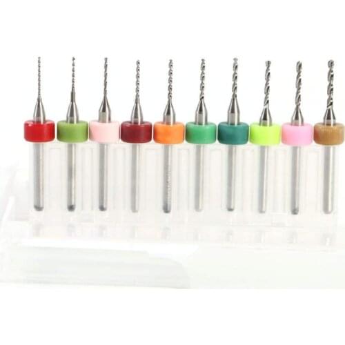 10pcs/set 1.1-2.0 PCB mini drill Bit tungsten steel carbide for print circuit board cnc drill Bits Machine