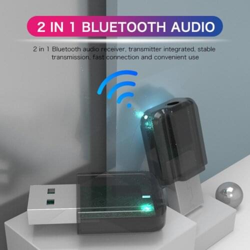 2 in 1 USB 3.5mm Jack Bluetooth 5.0 Audio Receiver Transmitter Adapter for PC Portable Bluetooth Connection
