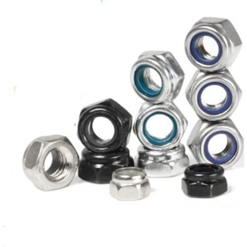 50pcs black zinc nylon lock nut din985 M2 m2.5 M3 M4 M5 M6 Self-locking Nut Lock Nut Locknut Slip Nylon Hex Nut