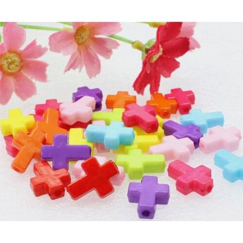 50pcs/lot Mixed Color Acrylic Spacer Cross Beads Beading For DIY-Jewellery Accessory 12x16x5mm Hole:2.5mm K06033