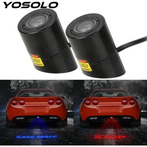 YOSOLO Car Rear License Plate Lights Auto Brake Parking Lamp STOP Car LED Projection Light Warning Laser Tail Logo Projector