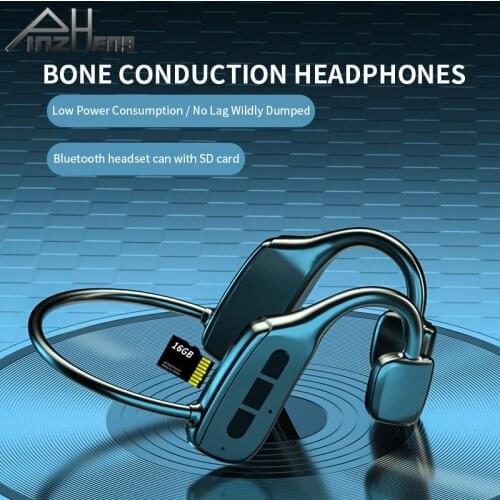 PINZHENG Bone Conduction Headphones Bluetooth Wireless Sports Ear Hook Not In-ear Earphone Headset Stereo Hands-free For Running
