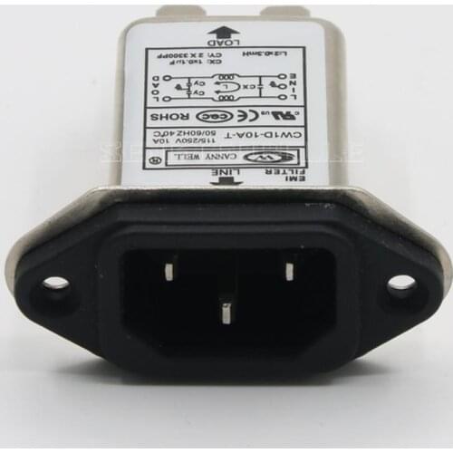 Power Supply EMI Filter Power Outlet CW1D 3A 6A 10A Socket Type T Single-Phase AC 220V