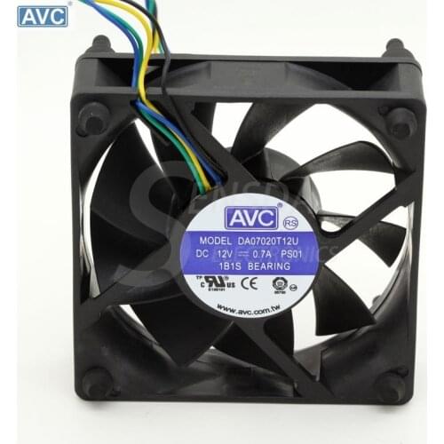 For AVC DA07020T12U 7CM 70mm cpu case cooling fans 7020 DC 12V pwm tempreture cooler