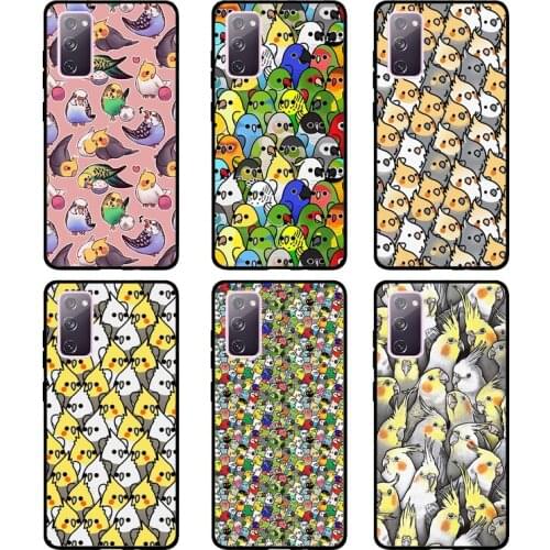 Cartoon Cockatiel Collage Case For Samsung Galaxy S20 Ultra FE S10e S8 S9 S10 Plus Note 10 9 Note 20 Ultra Cover