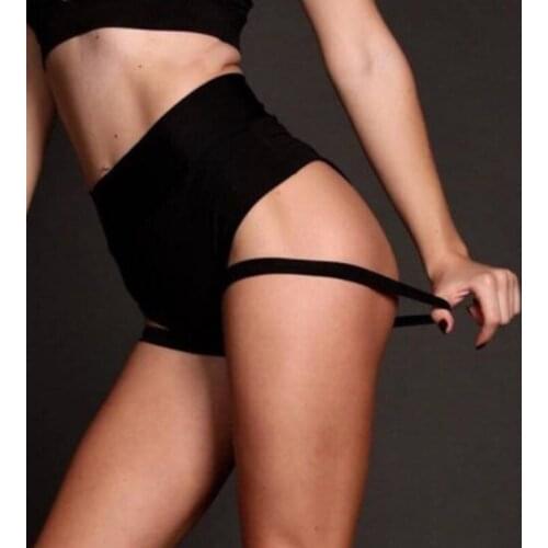 Black Shorts Tube Dance Summer Fitness Suspender Design Sexy Short Female Work Out Performance Women Club Short