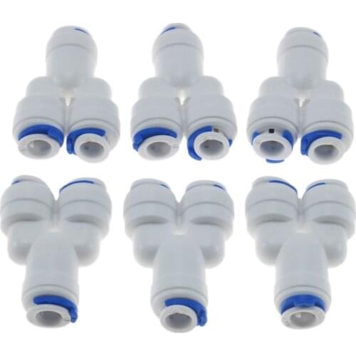 Quick Connector Fitting Parts Y444 DN8 Equal Y OD Hose Push 1/4 inch RO Water Reverse Osmosis Aquiarium 6pcs/set