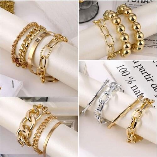 FNIO Vintage Metal Beaded Bracelet For Women Korean Female Bangles Bracelet 2020 Charms Fashion Couple Jewelry
