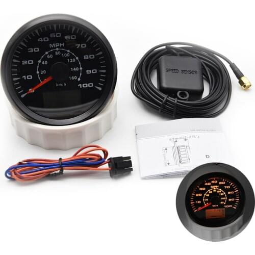 85mm Digital Boat GPS Speedometer Speed Gauge 0-100MPH 0-160Km/H 7 Color Backlight Odometer Speed Gauge With ODO COG TRIP