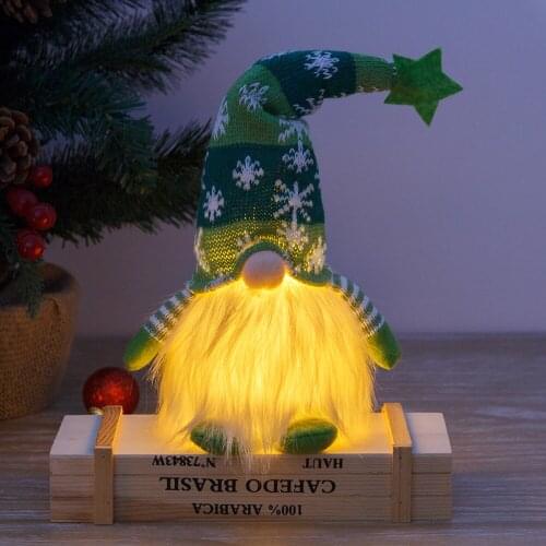 Dwarf Plush Doll Christmas Ornaments Santa Gnome Decoration Gift Halloween Decorated Warm Yellow Light Illuminated Dolls