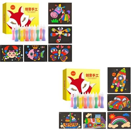DIY Sand Painting Pictures Art Paper Craft Kit with 12-Color Sand Painting Cards for Kids Children Toddlers Crafts Supplies