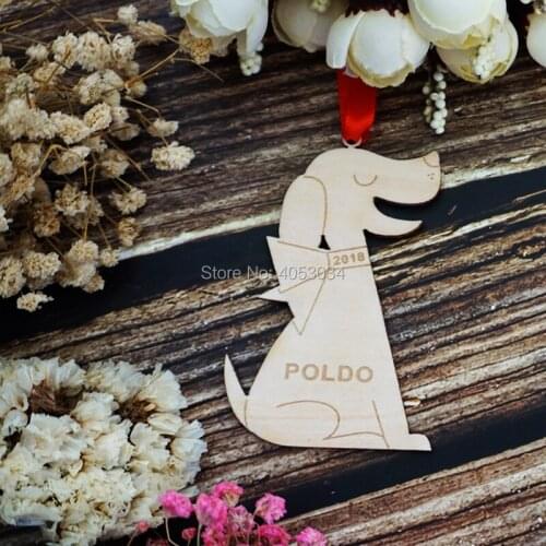 Classic Dog Ornament: Personalized Name 2018 Wooden Dog Christmas Ornament, Puppy, Pets or Kids
