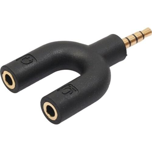 Headset Adapter Kit U Shape 3.5mm Y Splitter for o Headphone and MIC black