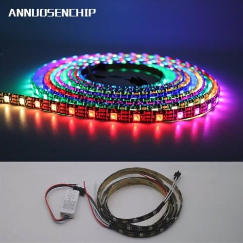 Controller + WS2812B 30/60/144 leds/m Smartled pixel RGB individually addressable led strip light Black/White PCB IC WS2812 5V