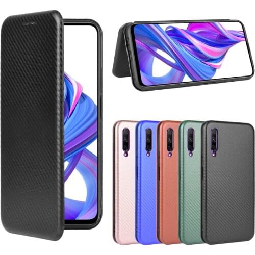 For Huawei P smart Pro 2019 Case 6.59 inch Carbon Fiber Flip Leather Case For Huawei P smart Pro 2019 Case Cover