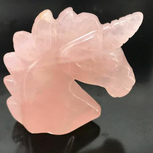 Beautiful natural rose quartz hand carved Unicorn mascot healing crystals as gift for home decoration fengshui