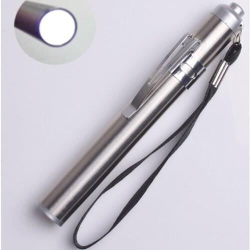 Round Moon Shape Flashlight Stainless Steel Mini LED Lights Focus Torch Lamp
