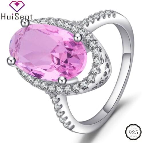 HuiSept Fashion Female Ring 925 Silver Jewelry Oval Shape Amethyst Zircon Gemstone Rings Wedding Party Gift Ornaments Wholesale